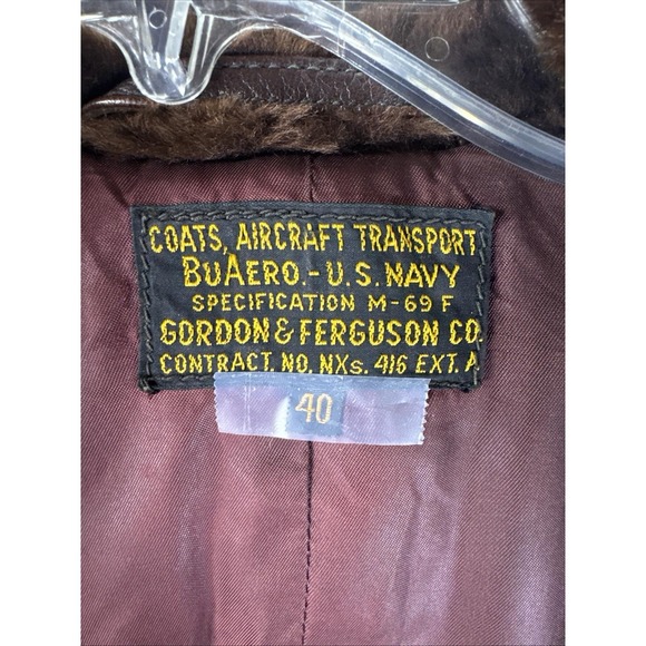 Vintage U.S. Navy M-69F Leather Flight Coat Gordon & Ferguson Shearling 40 - Picture 7 of 9